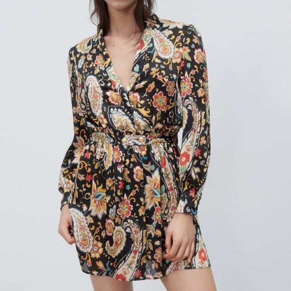 ZARA PRINTED SHORT DRESS NEW - Picture 1 of 6